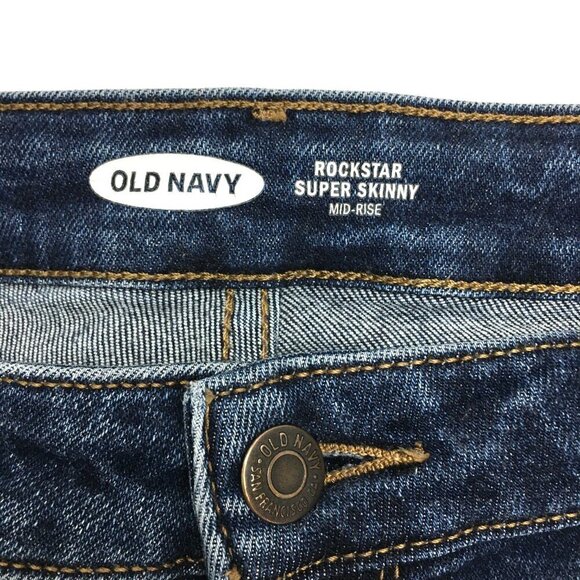 Old Navy Jeans Rockstar Super Skinny Mid Rise Distressed Stretch size 14 - Picture 3 of 8